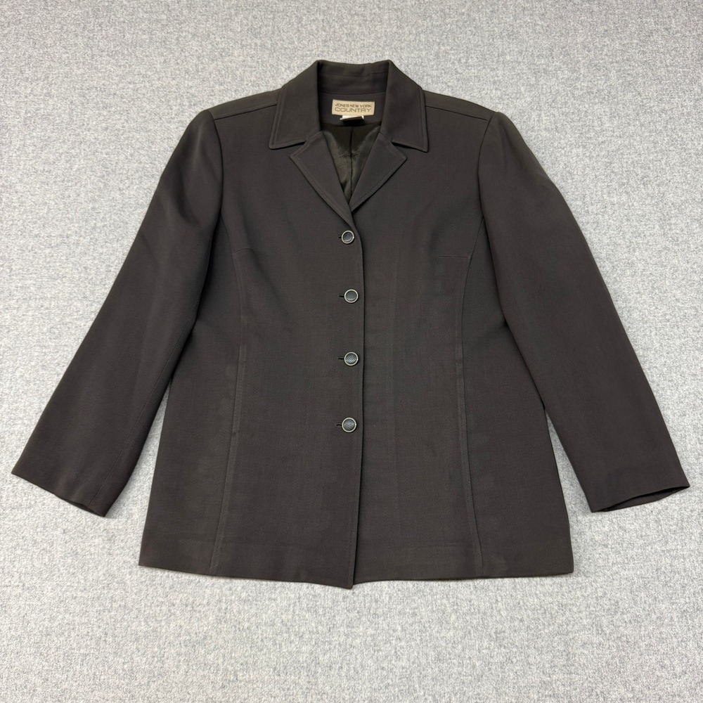 Jones New York Country Blazer Size 14 Dark Brown 4-Button Professional Jacket